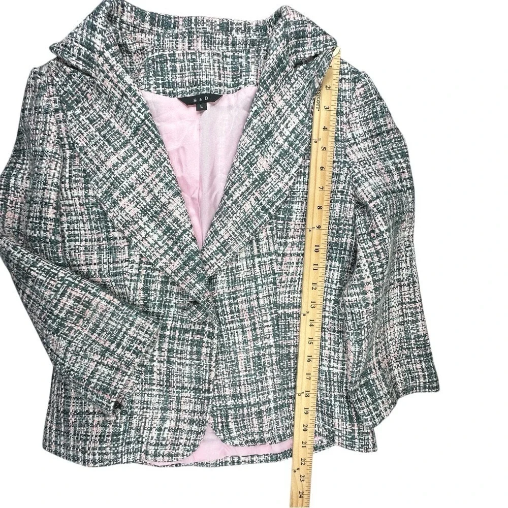 VTG Bouclé Tweed Crop Blazer Large Light Academia Old Money Preppy‎ Revival
